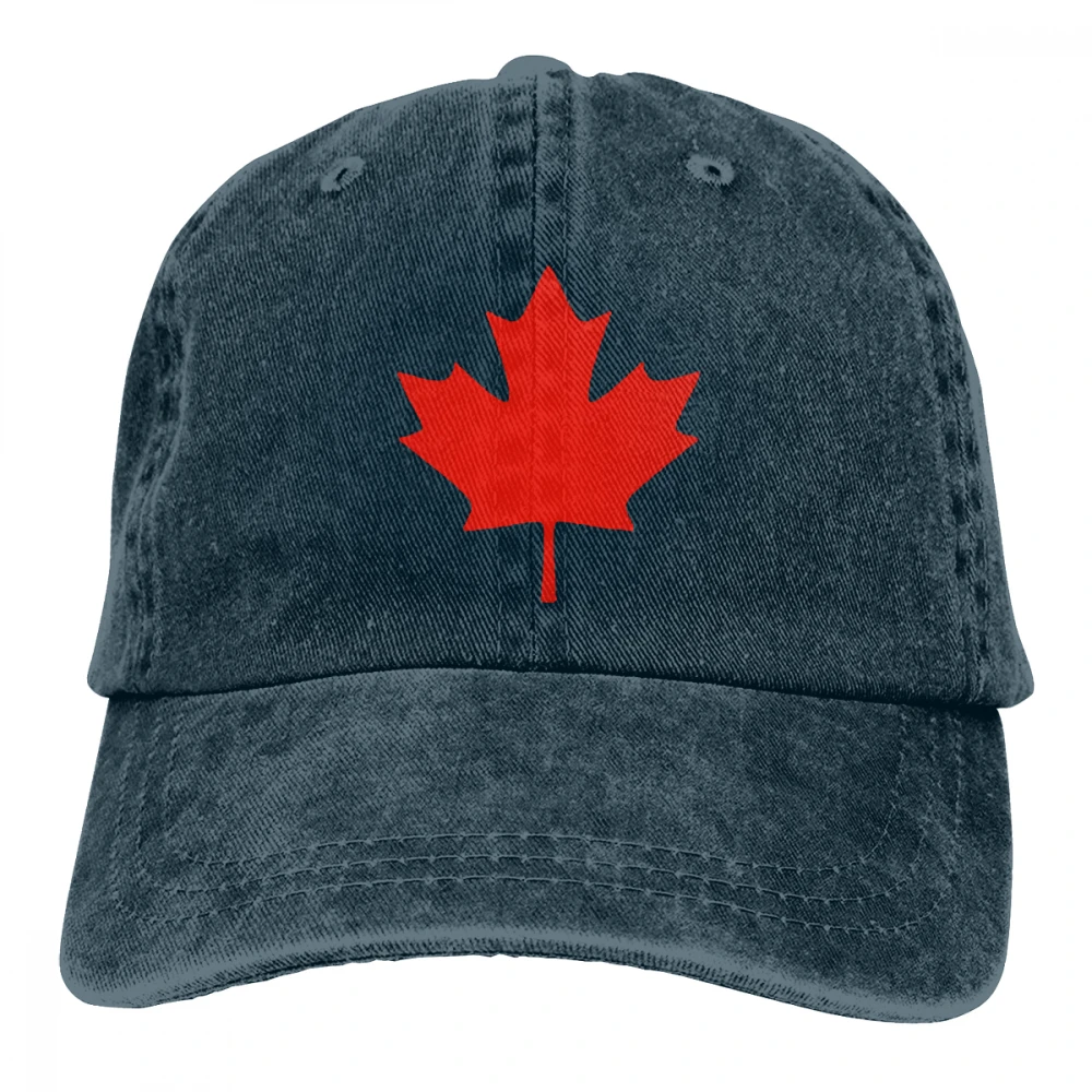 Канадский лист Casquette черные унисекс Мужские Женские джинсовые бейсболка с ремешком кепки регулируемые Гольф папа шляпа