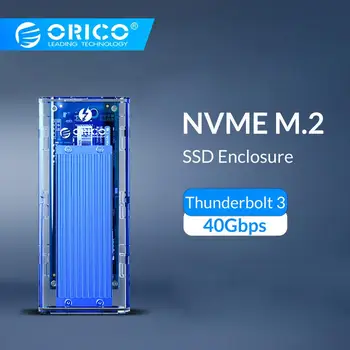 

ORICO Thunderbolt 3 M.2 NVME SSD Enclosure Support 40Gbps 2TB Transparent USB C SSD Case Box with C to C Cable For Mac Windows