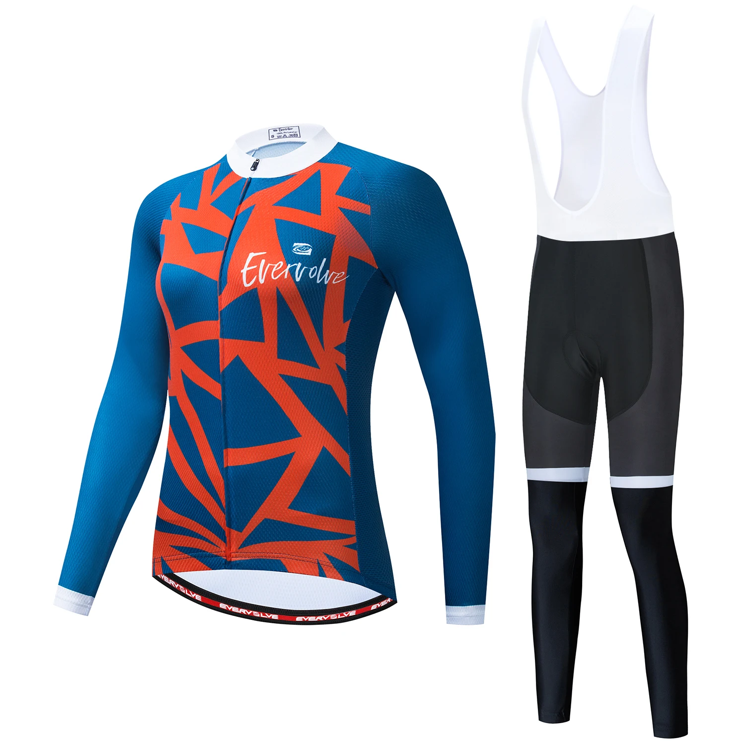 

Spring Women's Outdoor Urban Mountain Bike Training Sport Orange and Blue Crossing Pattern Shirt Moisture Absorbing Long Sleeve