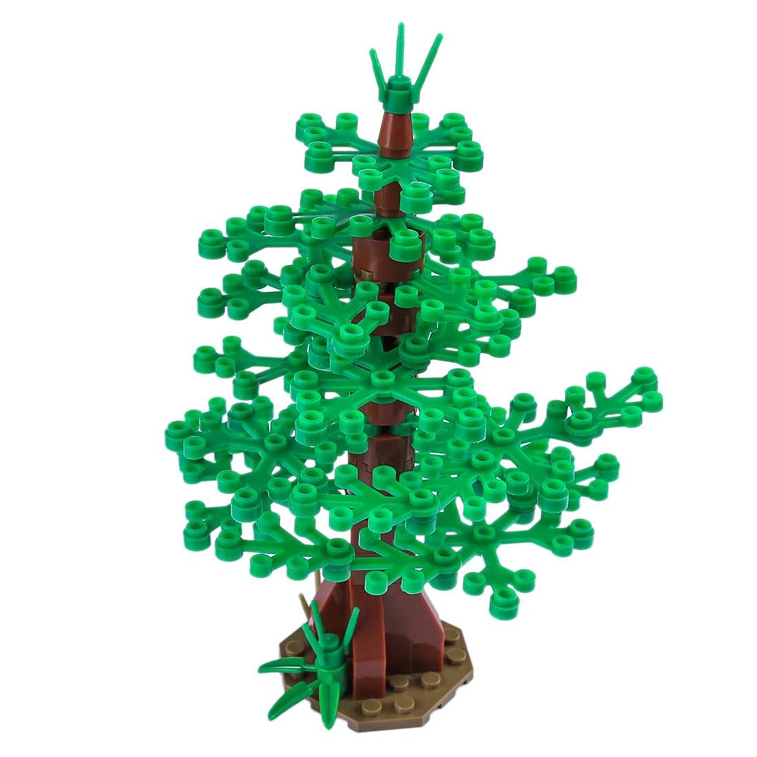 Tile-roofed House Small Particle DIY Assembling Building Blocks Humanoid WeaponToy for Children Tropical Rain Forest Battlefield