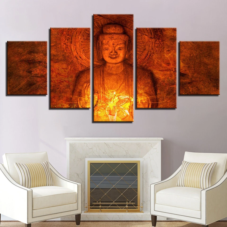 

Modular HD Prints Pictures Framework 5 Pieces Buddha Art Painting Buddhism Vintage Poster Canvas Home Decor Living Room Wall Art