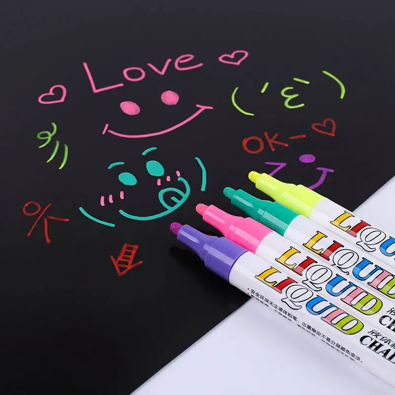 12 Farben/Set Flüssigkeit Löschbare Kreide Marker Stifte Glas Windows Tafel Marker Aufkleber Flüssige Tinte Stift Tafel Werkzeuge Büro – Detail 10
