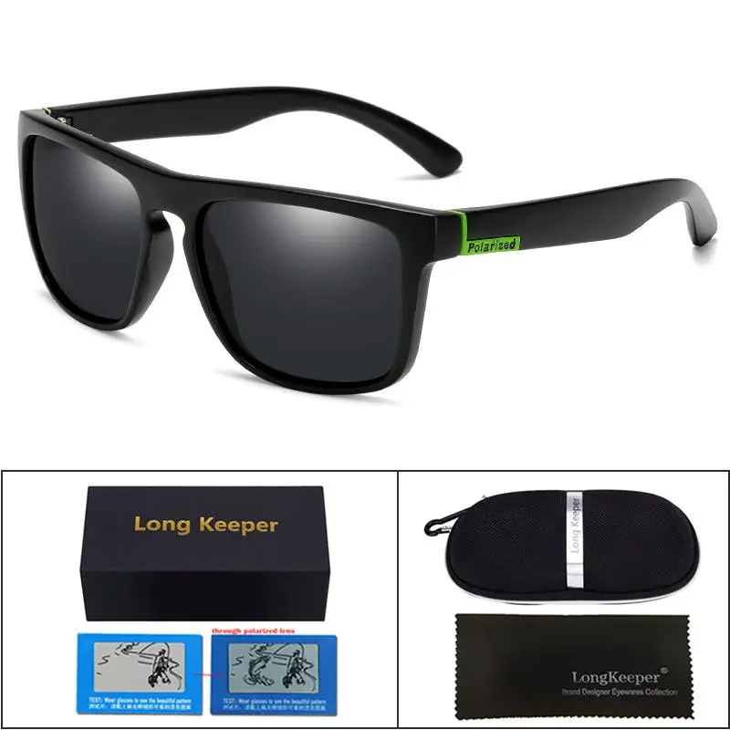 LongKeeper классический черный, красный поляризованных солнцезащитных очков Для мужчин Для женщин очки для вождения с Чехол зеркальные линзы спортивные oculos masculino UV400 - Цвет линз: black gray