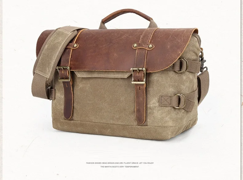 Camera Bag Waterproof Canvas Vintage DSLR SLR Camera Bag Shoulder Strap Case Casual Shoulder Messenger Pack For Canon For Sony