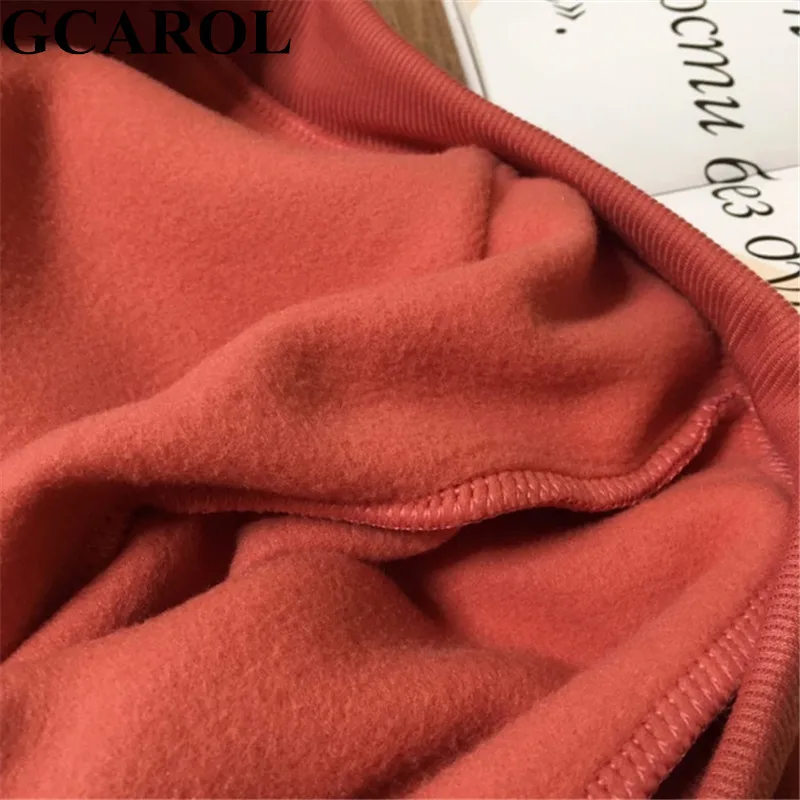  GCAROL New Winter Women Fleece Sweatshirt Fake 2 Pcs Hooded Thick Oversized Turtleneck Drop Shoulde