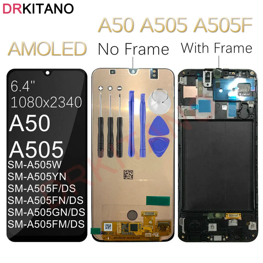 

For SAMSUNG Galaxy A50 LCD Display Touch Screen With Frame SM-A505FN/DS A505F/DS A50 A505 LCD Screen For SAMSUNG A50 LCD