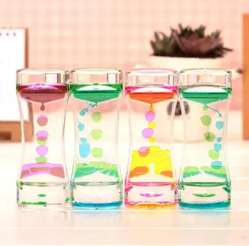 Online Floating Color Mix Illusion Timer Liquid Motion Visual Slim Liquid Oil Glass Acrylic Hourglass Timer Clock Ornament Desk