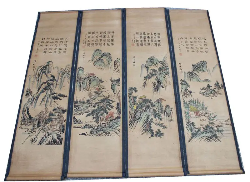 

Four decorative paintings in the middle hall of Chinese painting