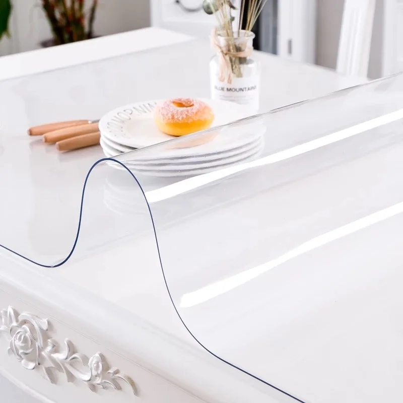 BALLE 1.5mm PVC Transparent Table Cover Protector Desk Pad Soft Glass Dining Tablecloth Top Cover H