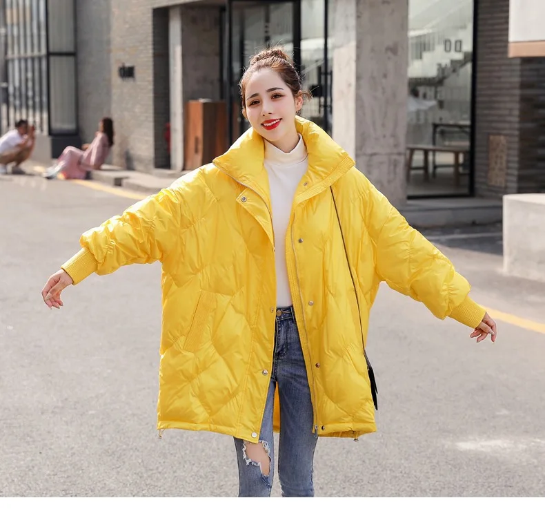 WLG family matching clothes mother and daughter down coats 90% white duck down long style yellow dark blue down coat