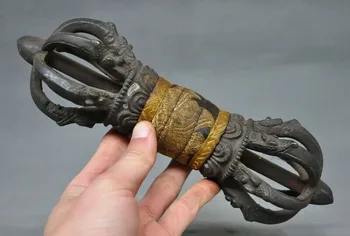 

wedding decoration Tibet Buddhis bronze silk cloth Dragon head Exorcism Dagger Vajra Talismans FaQi
