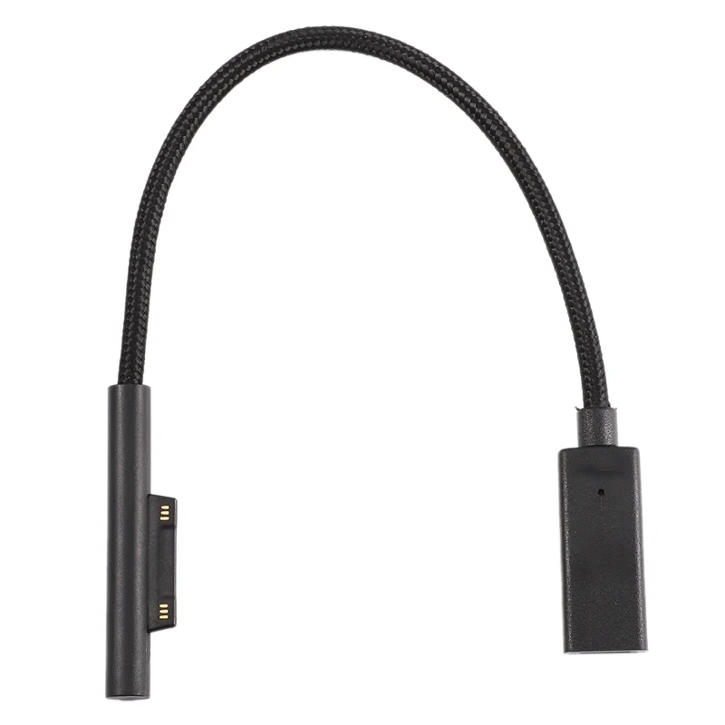 USB кабель с нейлоновой оплеткой 0,2 M женский USB-C зарядный кабель для Microsoft Surface Pro 6/5/4/3 Поверхность ноутбука 1/2, 45Вт 15В PD кабель для зарядки