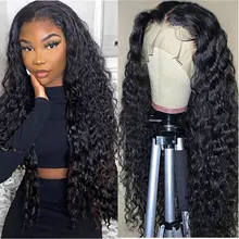 

Indian Deep Wave Frontal Wig 13x4 Full Lace Glueless Prelucked Hairline Human Hair Curly Lace Front Wig For Black Women