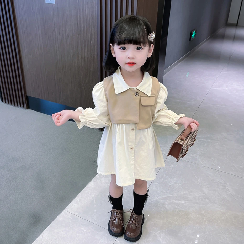fat kid suit Kids Clothes Girls Dress + Vest Girl Clothes Spring Autumn Clothes For Girls Casual Style Kids Tracksuit children's clothing sets boy