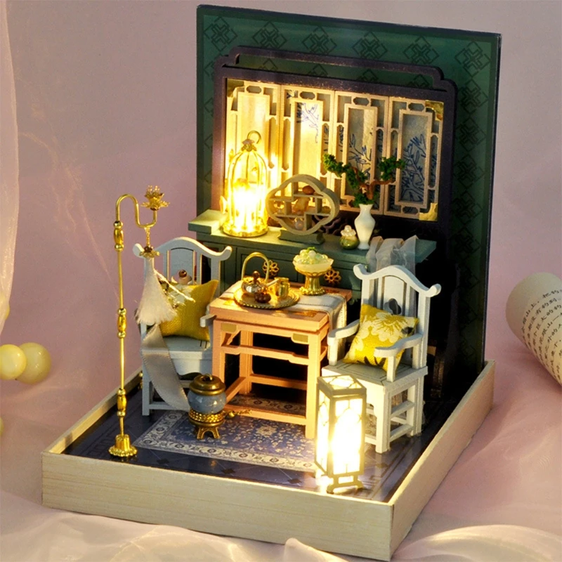 Dollhouse Miniature with Furniture, DIY House Kit Plus Dust Proof , 1:24 Tiny House Building Kit,( Chinese Ancient) 3 Dollhouse Miniature with Furniture, DIY House Kit Plus Dust Proof , 1:24 Tiny House Building Kit,( Chinese Ancient) 3