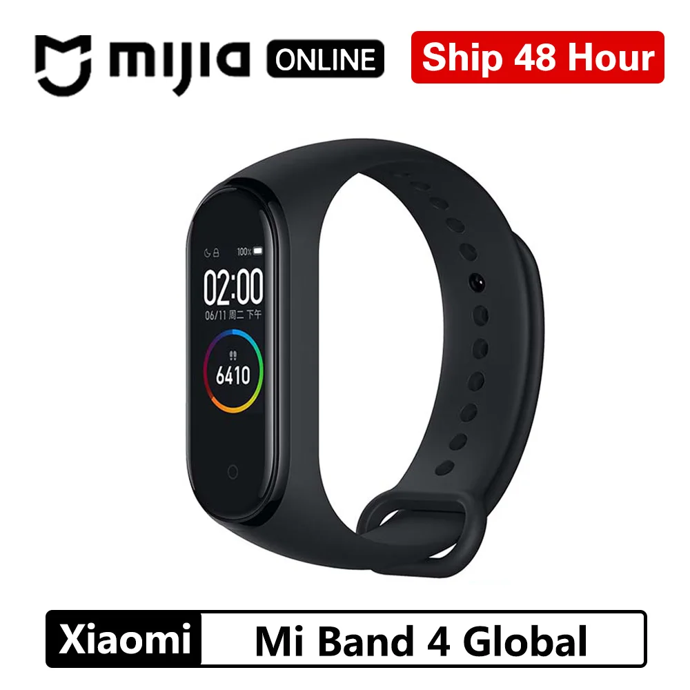 Xiaomi Mi Band 4 Smart AI фитнес-трекер для измерения сердечного ритма 135 мАч Bluetooth 5,0 50 м водонепроницаемый сенсорный цветной экран музыкальный браслет - Цвет: global version