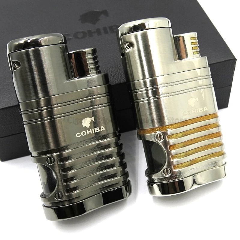 Металлическая 4-фонарь ная Зажигалка COHIBA для сигарет синего цвета | Дом и сад