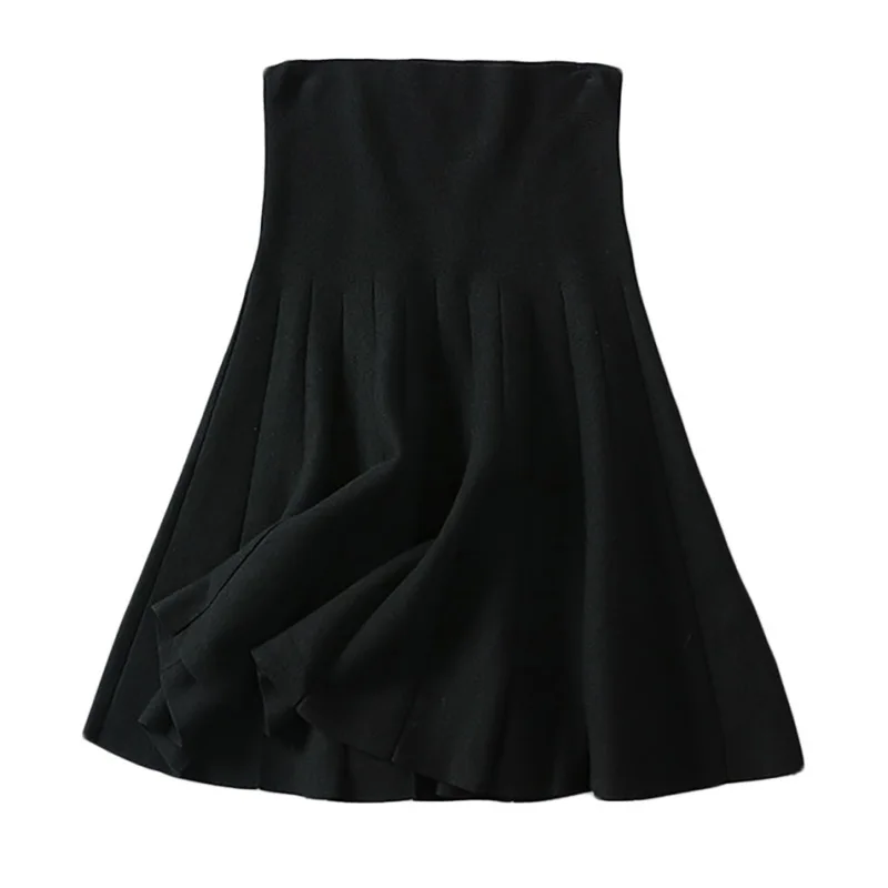 Модная юбка женская праздничная одежда качели Высокая талия повседневные плиссированные трикотажные одноцветные юбки