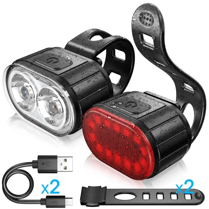 Mini MTB LED Bike Front Light USB Rechargeable Bycicle Headlamp Warn Rear Light 