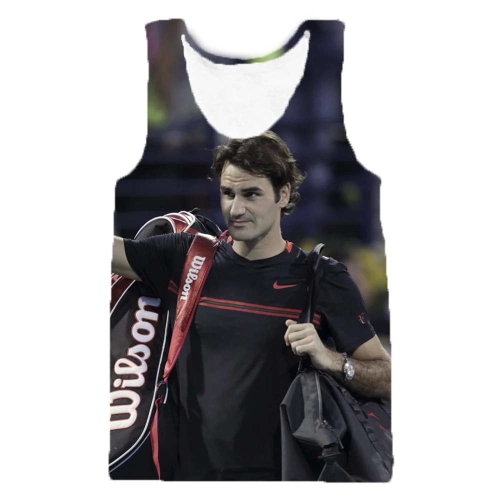 Harajuku стиль Federer 3D крутой Печатный пляжный мужской жилет рок готический ветер унисекс жилет Летний уличный хип хоп мужской топ