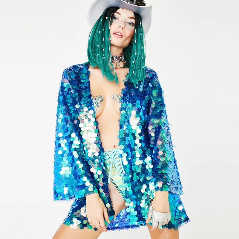 Куртка женская с блестками и длинным рукавом одежда для джазовых танцев пиджак