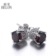 HELON Solid 14 k, белое золото, безупречный круглый 1.1ct, настоящие турмалиновые серьги-гвоздики для женщин, Винтажные Ювелирные серьги, подарок