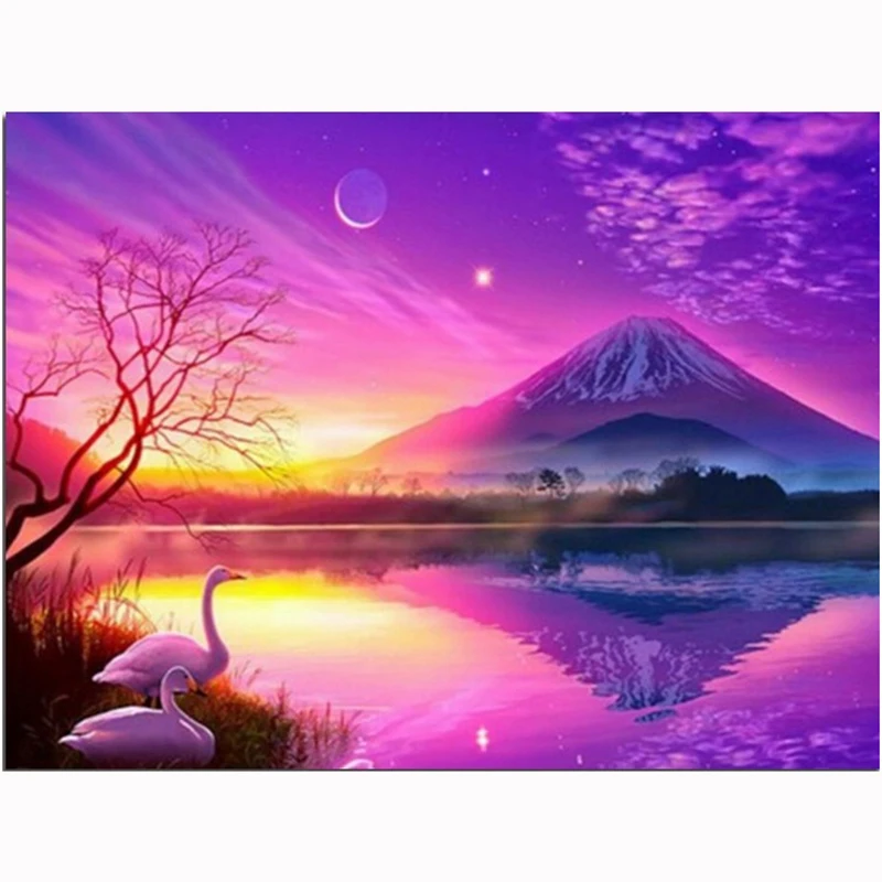 Charming Lakes And Mountains Diy Diamond Embroidery Cross Stitch Painting Mosaic Kits Rhinestones Unfinished Lk1 | Дом и сад
