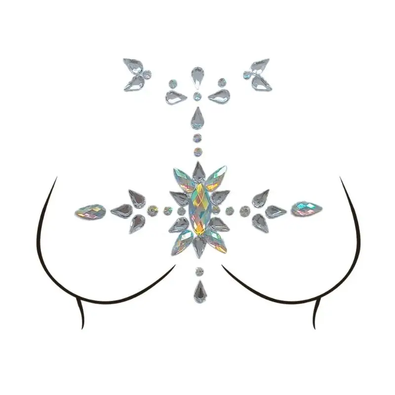 Грудь и камнями кластера временные самоклеющиеся тату Diamond Стикеры