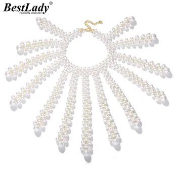 

Best lady Simulated Pearls Necklace Girls Christmas Gift Korean Collar Choker Statement Necklace Women Wedding Accessories Party