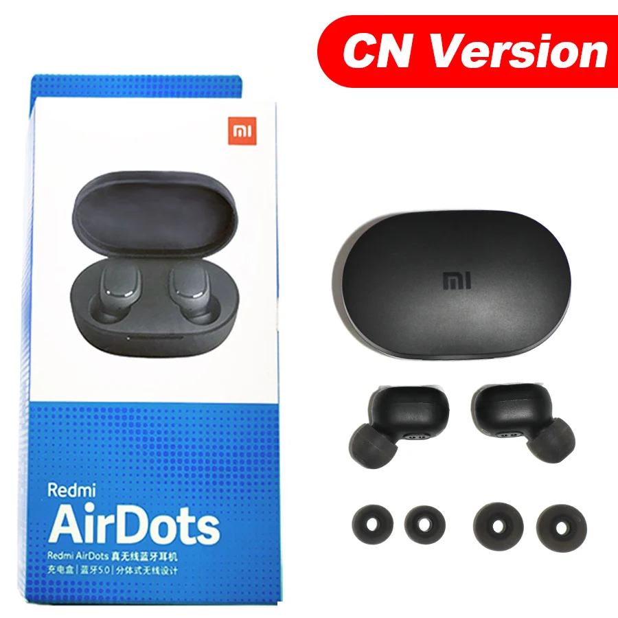 CN Version Xiaomi Redmi Airdots TWS Xiaomi True беспроводные наушники Голосовое управление Громкая связь Bluetooth 5,0 шумоподавление управление - Цвет: CN Version