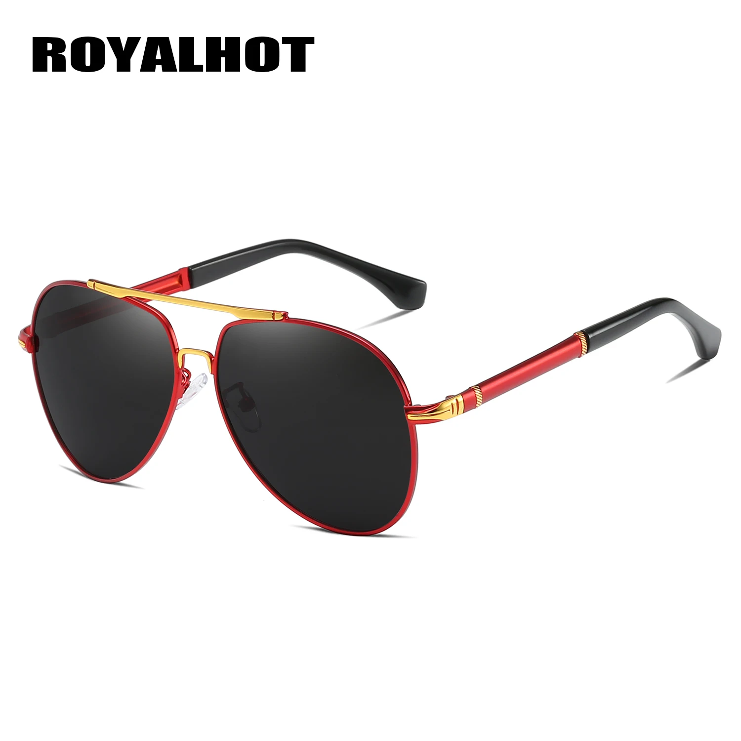 RoyalHot, поляризационные, овальная оправа, солнцезащитные очки для мужчин и женщин, классические, для вождения, солнцезащитные очки, очки, Oculos masculino, мужские, 90084 - Цвет линз: Gold Red
