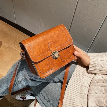 

Women's bag 2020 ladies car stitching small square bag brand retro shoulder Messenger bag mobile phone bag