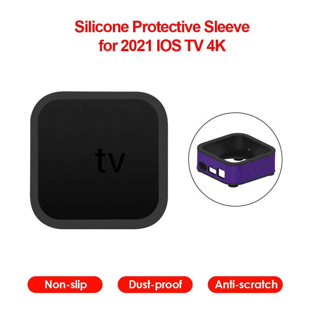 Protective Case For Apple TV 4K Anti-Slip Shock Proof Silicone Protective Shell TV Box Dustproof Case Cover Protctor