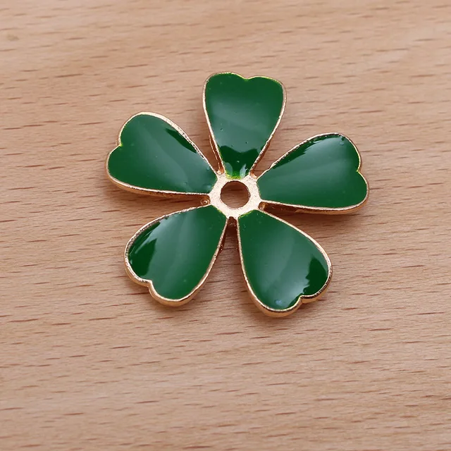 10pcs Metal Enamel Flower Beads Caps Blue Green Pink Filigree Flower Base Charms Pendants for Jewelry Making Components DIY Style C - Green