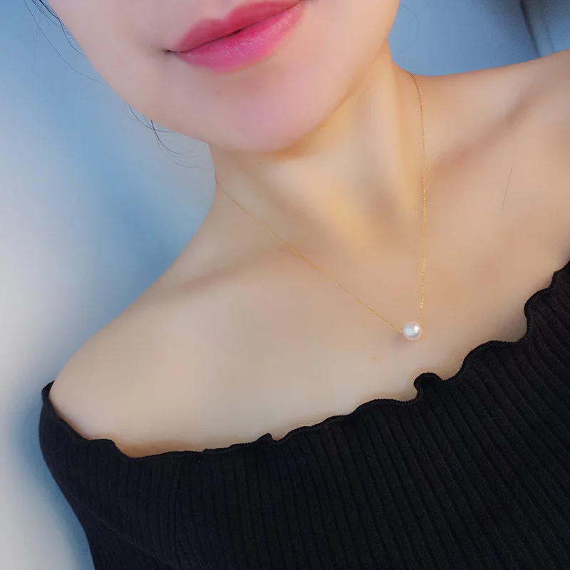 

Butterfly Home Natural Freshwater Pearl Necklace Single 18k Jinlu Leads Circle Choker for a Girlfriend Zjer7bee *