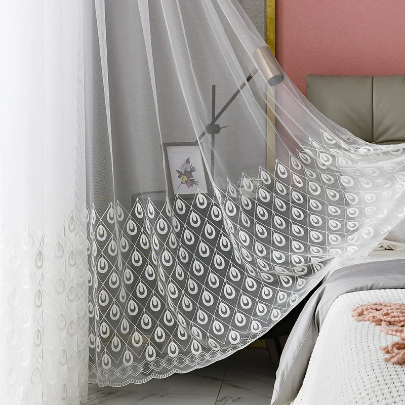 Fashion High Grade White Embroidery Elegant Tulle Curtains for Living Room Screens European Style Voile Sheer in Bedroom Windows | Дом и сад
