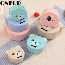 ONEUP 4 шт. экологичный Ланч-бокс из пшеничной соломы, герметичный контейнер для еды для детей, Bento box, новинка, Ланч-бокс с изображением медведя в случайном порядке