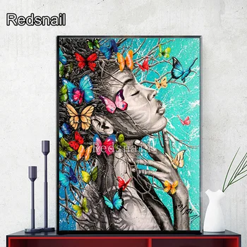 

5D DIY Rhinestones Embroidery African woman Diamond Mosaic Diamond Painting butterfly beauty girl Cross Stitch decoration TT1859