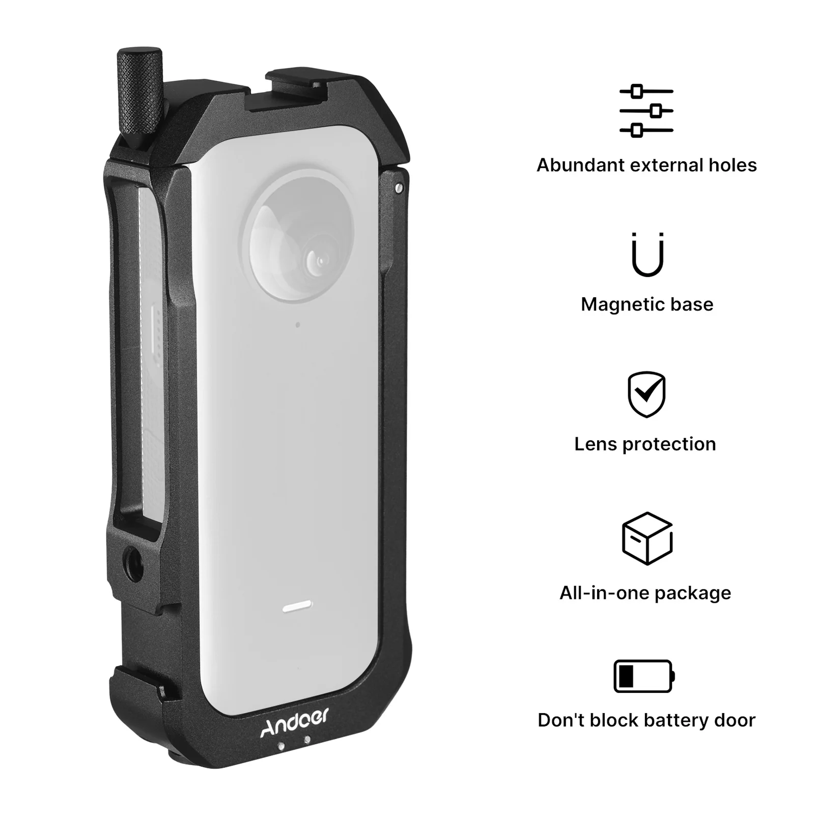 Cage De Protection Andoer C-ONE X2 Pour Insta360 ONE X2 - Aluminium, Griffe Froide, étui Renforcé