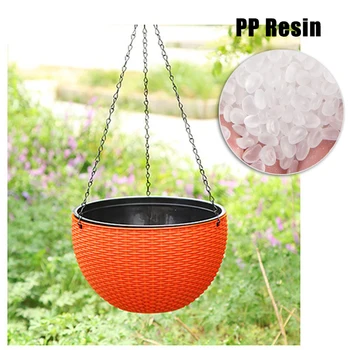 

Hanging Basket Flower Pot Garden Rattan Flower Pot Chic Planter With Chain