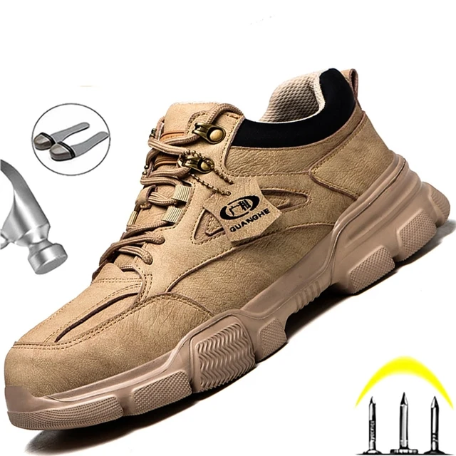 Zapatos de seguridad para hombre y mujer, zapatillas de trabajo con punta de  acero, botas de seguridad ligeras, zapatos con punta de acero - AliExpress