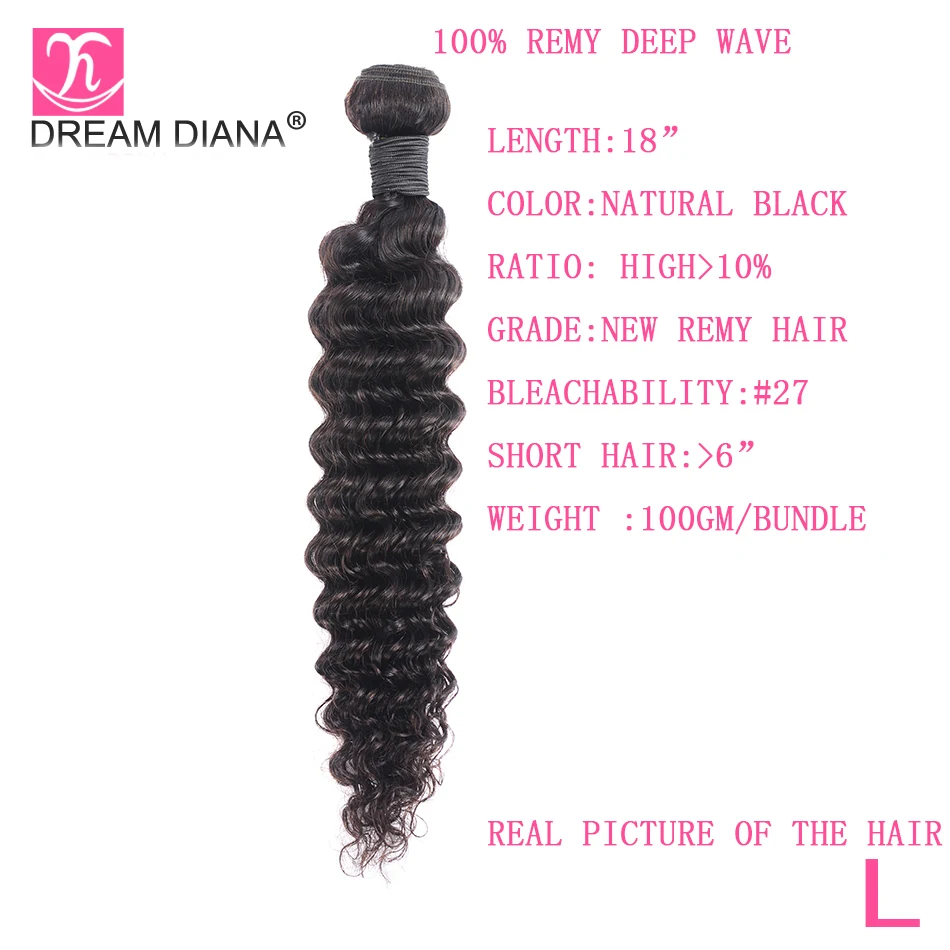 DreamDiana малазийские глубокая волна 4 пучка "-30" L Remy волна пучки натуральный цвет человеческие волосы для наращивания экспресс