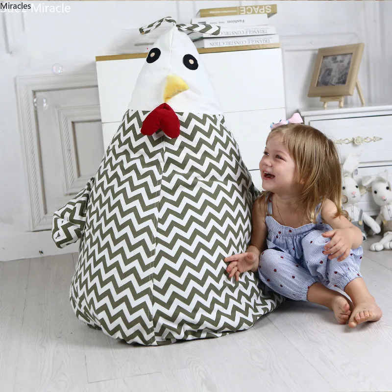 

Children's cock plush toy collection cartoon shape bean bag chair lazy sofa zip lock bags wardrobe organizer storage