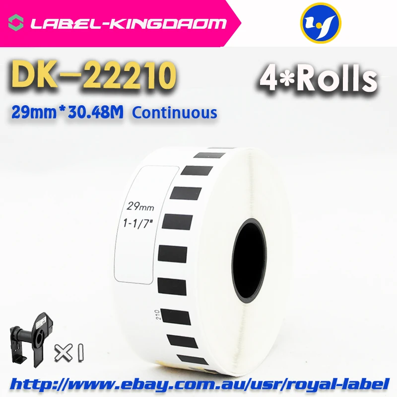 4 Refill рулона совместимый DK-22210 этикеткой 29 мм* 30,48 м Непрерывная Совместимость для устройство для печатания этикеток белая бумага DK22210 DK-2210