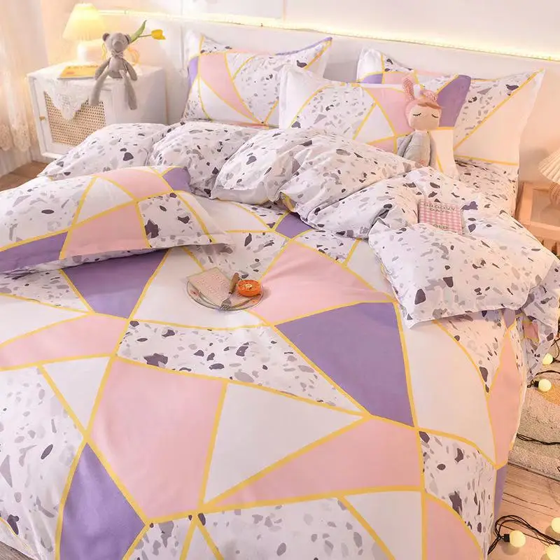 

Cartoon Cute Four Piece Set 1.2m 1.5m 1.8m 2.0m Bedding Single Student Dormitory Sheet Quilt Set Three Piece Set 001