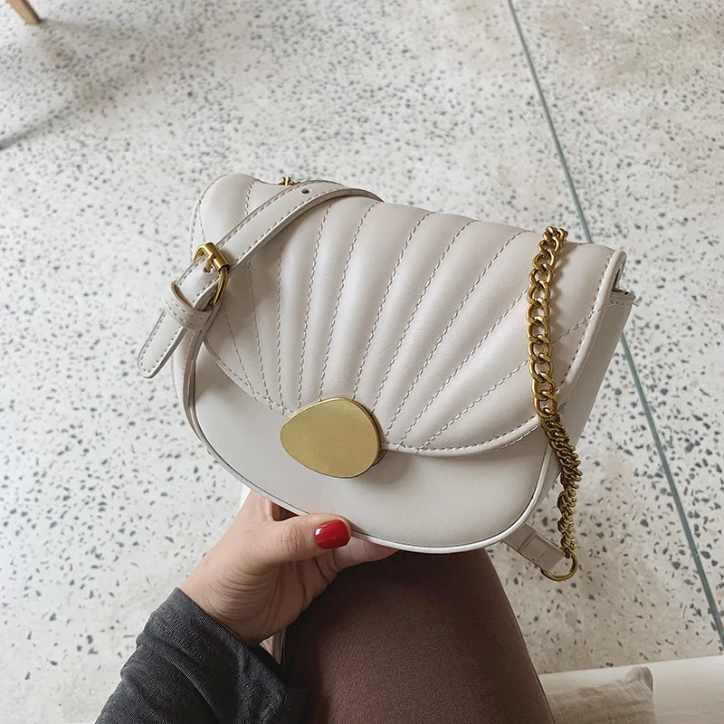 

Bags for women's bag Brand Originality Design Chain bag women's bag 2019 Joker net casual texture saddle shoulder Messenger bag