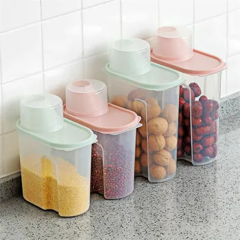 

Food Container Cereal Storage Box Rice Beans Storage Jar Seal Cover Kitchen Snacks Dried Fruit Grains Tank Storage Cans