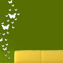 Бабочка зеркало стикер 3D акриловые украшения для дома бабочки настенная живопись стикер s кристалл зеркало стикер s