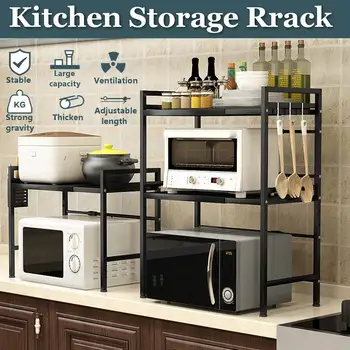 

3 Layers Retractable Adjustable Kitchen Shelf Microwave Oven kitchen Shelf Rice Cooker Spatula Storage Shelf Kitchen Organizer