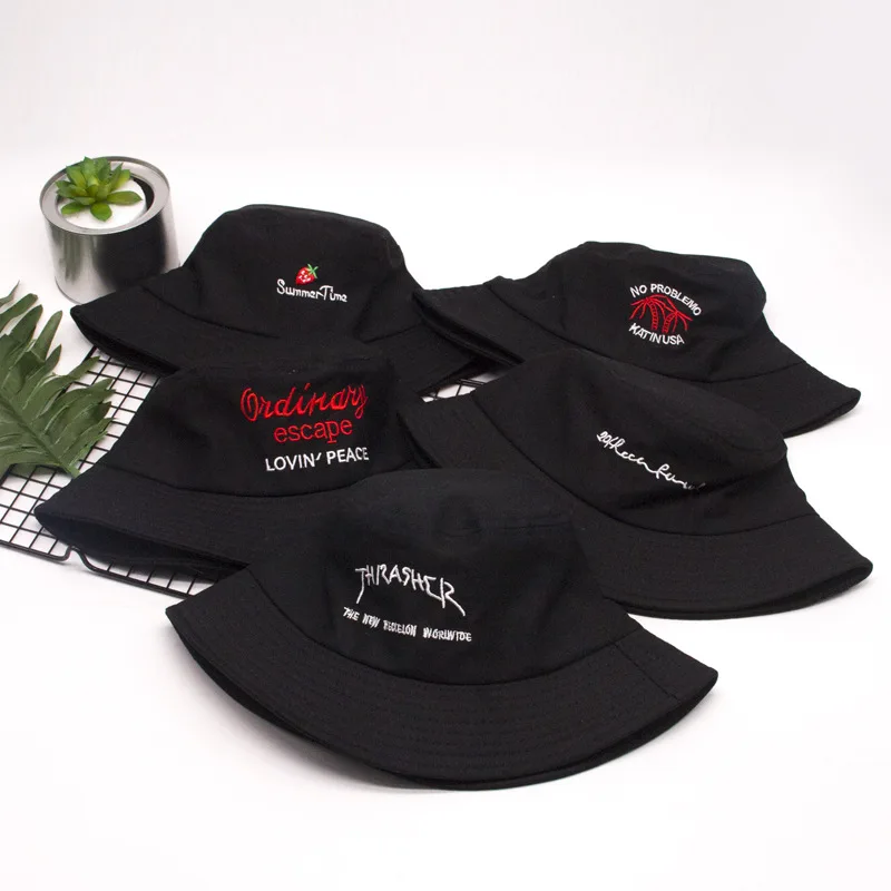 black white yellow Summer Women Men Couple hats unisex Fish Hat Hip Hop Cap Panama Bucket Hat Sun protection Fisherman Hats Cap